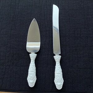 Precious Moments White Cake Knife and Server Set